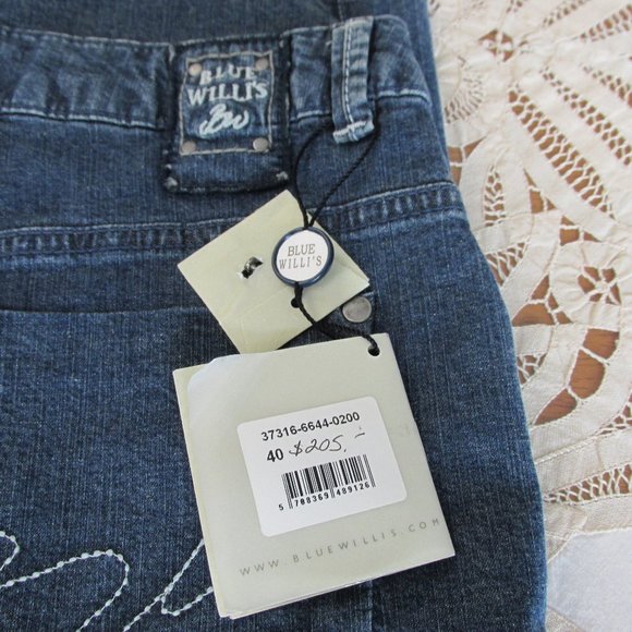 Blue Willi's Danish Design Cropped Blue Jeans Tapered Zipper Leg Danish Size 40 - Picture 16 of 16